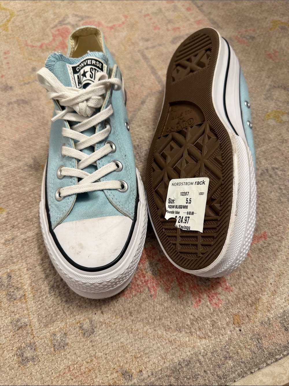 Converse Chuck Taylor All Star Lift Ox sneakers in a light blue colorway